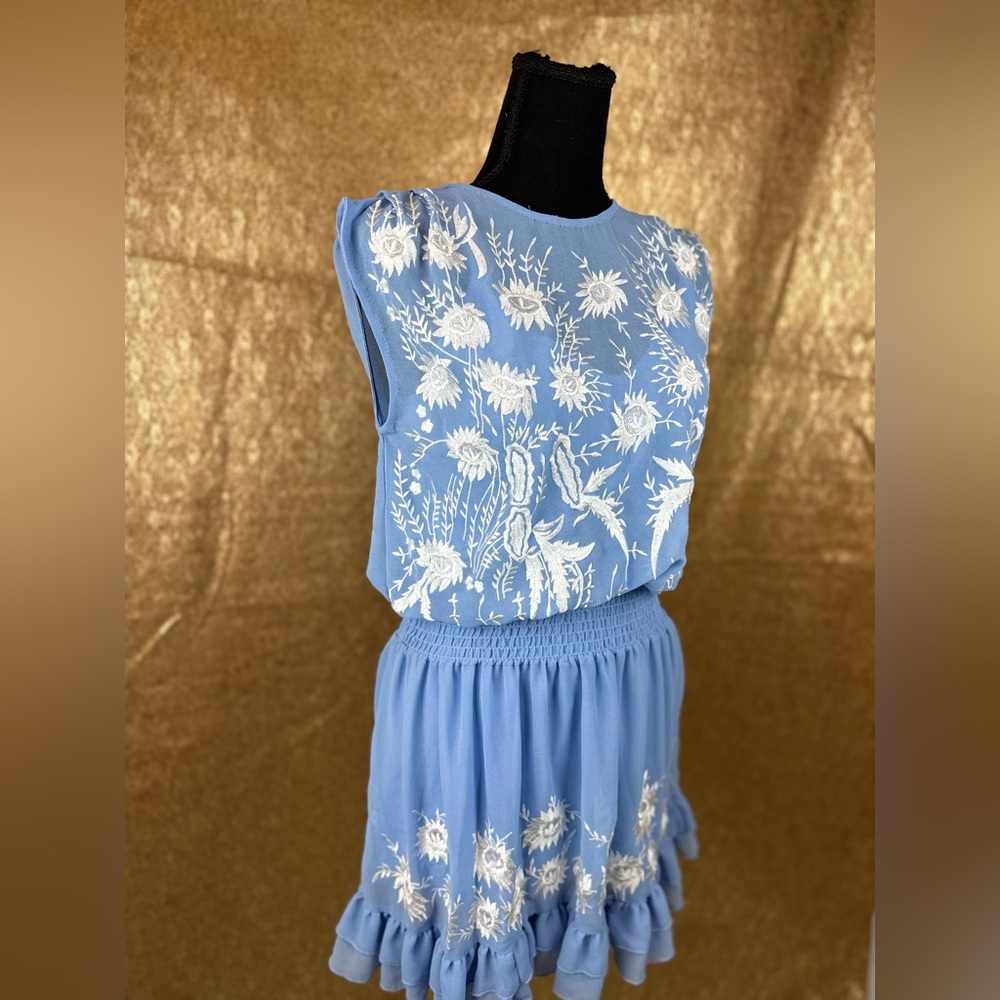 🌸🌼 Free People Garden Sky Blue Embroidered Dress. Size XS. NWT - Picture 4 of 9